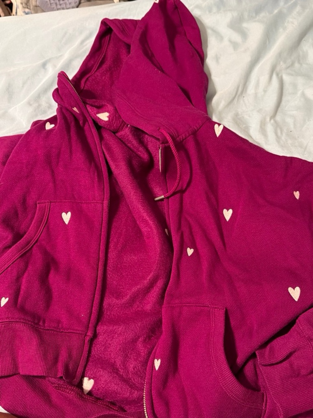 PINK Victoria's Secret Fuchsia Heart Zip Hoodie for Kids
